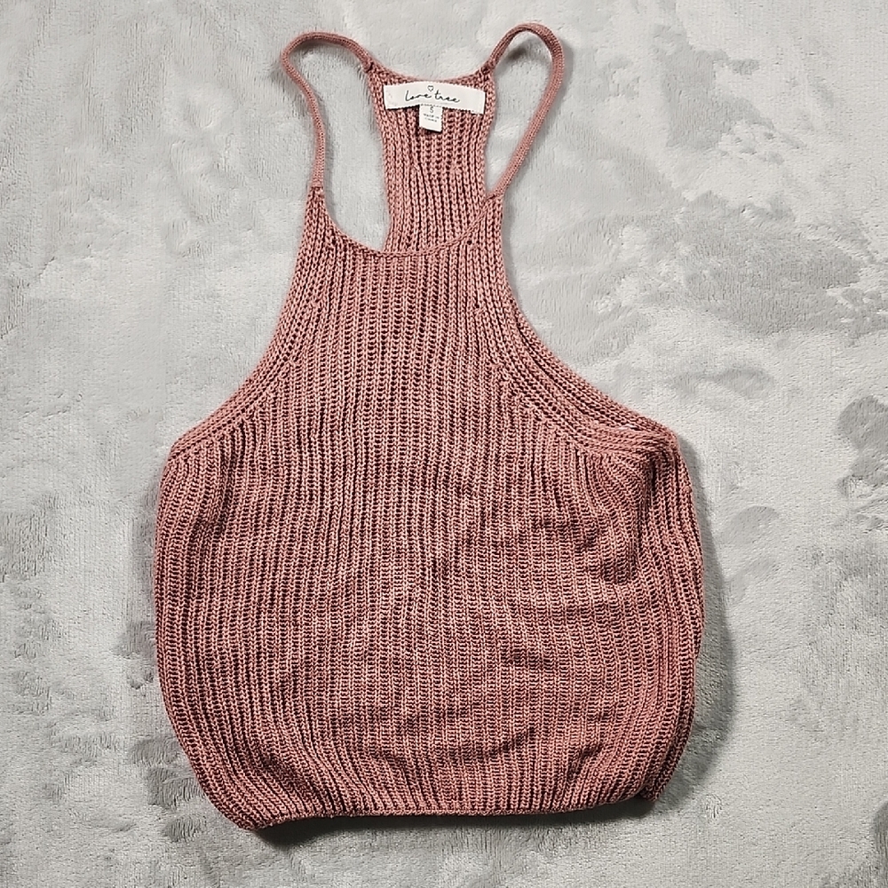 Love Tree Pink Ribbed Sleeveless Tank Top